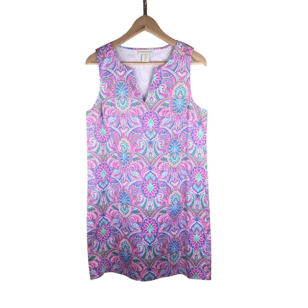 Cynthia Rowley Women  Dress Sleeveless size 8 Paisley Pink Aqua  Blue Midi